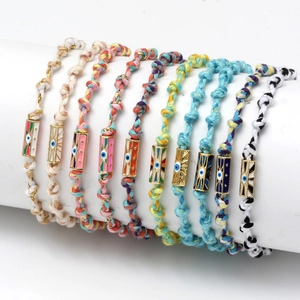 Handmade Braided Rope Evil Eye Bracelet For Men Women Adjustable Copper Enamel Luck Protection Bohemian Charm Jewelry Gift