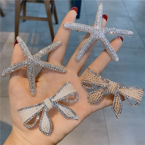 Barrettes à Cheveux à Ressort en Alliage Style Coréen avec Strass Künstliche Perles Étoiles de Mer Nœuds Accessoires Cheveux Femme
