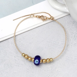 Fashion Evil Eye Glass Bead Adjustable Bracelet Gold Plated Copper Chain Ethnic Style For Men Women Elegant Jewelry Accessory