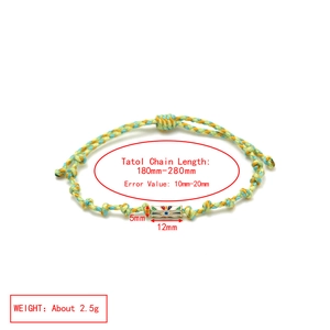 Detail showing adjustable evil eye braided bracelet dimensions 180mm-280mm length