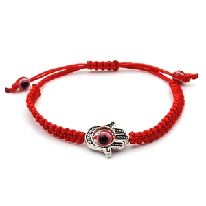 Bracelet Tissé à la Main Mauvais Œil Pendentif Main de Fatma Cordon Réglable Rouge Noir Bleu Bijoux Protection Ethnique Chance