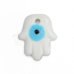 Hamsa hand boze oog hanger van wit keramiek voor DIY sieraden maken accessoires