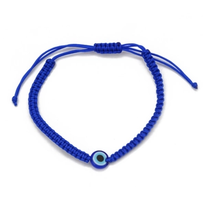 Bracelet bleu tressé œil de protection fait main avec cordon réglable porte-bonheur