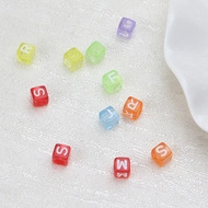Translucent colorful cube acrylic letter beads for DIY jewelry and crafts making