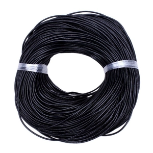 Black 2mm genuine leather cord roll for DIY jewelry making and braided necklaces