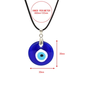 Evil Eye pendant necklace dimensions showing 30mm diameter and 460mm chain length