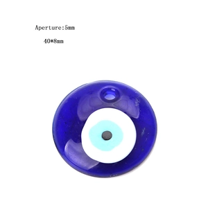 Blue evil eye glass pendant with 5mm aperture and 40x8mm size for DIY necklaces
