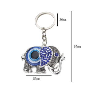 Spécifications de taille pour porte-clés éléphant avec œil maléfique et strass