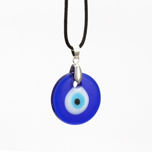 Collier unisexe œil porte-bonheur avec pendentif en verre bleu et cordon tressé noir ajustable