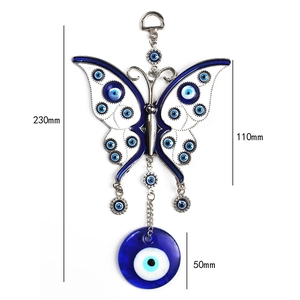 Blue evil eye butterfly wall hanging decoration with size dimensions of 230x110x50mm
