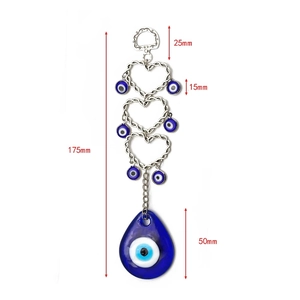 Blue Evil Eye wall hanging ornament with dimensions showing total length of 175mm