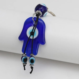 Blauer Glas Hamsa Hand Böser Blick Schlüsselanhänger Türkischer Glücksbringer Amulett Hand Der Fatima Anhänger Für Tasche Auto Schlüssel