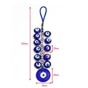 Detailweergave van de Hand van Fatima Evil Eye wanddecoratie met maatvermelding