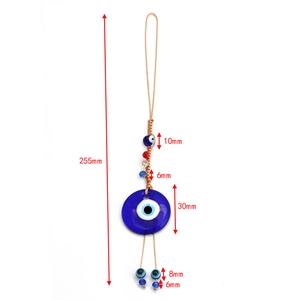 Detailed dimension overview of the Turkish Blue Evil Eye pendant with 255mm total length