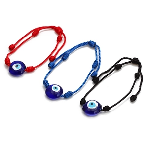 Lot de trois bracelets tressés Evil Eye en rouge, bleu et noir pour femmes