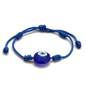 Bracelet porte-bonheur minimaliste Œil Bleu avec cordon en nylon tissé à la main