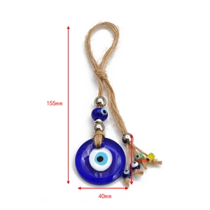 Detail view of the evil eye hanging ornament with 155mm length and 40mm bead diameter