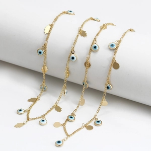 Collana Con Pendente Occhio Del Diavolo E Mano Di Fatima In Lega Di Rame Placcato Oro Gioielli Bohemian Per Donna Quotidiano Festa
