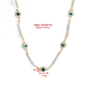 Plan détaillé des dimensions du collier Evil Eye avec périmètre de 430mm et fermoir doré