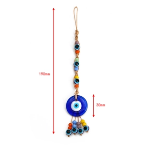 Detail view of 190mm braided evil eye pendant with 30mm blue glass bead for DIY decor