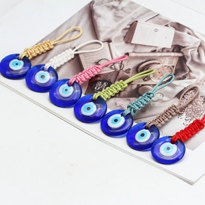 Turkish Evil Eye Woven Rope Keychain Nazar Amulet Blue Glass Pendant Bag Charm Lucky Protection Jewelry For Women Men