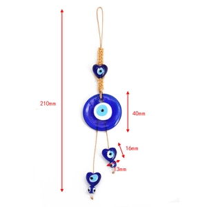 Detailed size specifications for the Turkish blue evil eye glass pendant with dimensions