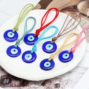 Colorful Evil Eye keychain set with woven ropes and blue glass Nazar charms for car keys