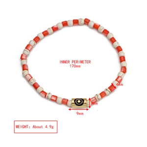Detailed size specification for Evil Eye beaded bracelet with red and white beads