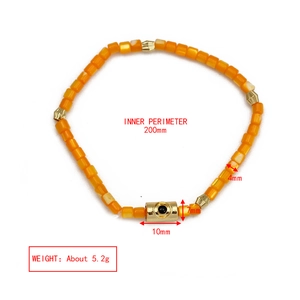 Detail view of evil eye beaded bracelet with 200mm circumference and 4mm orange beads