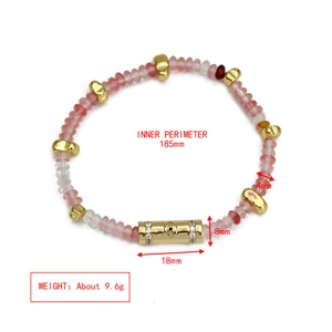 Pink and white beaded bracelet with evil eye charm, 4mm beads, 185mm inner circumference
