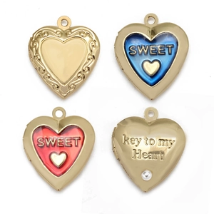Koper Boze Oog Hart Ovaal Medaillon Hanger Verguld Emaille Kunstparel Strass Voor DIY Sieraden Maken Accessoires