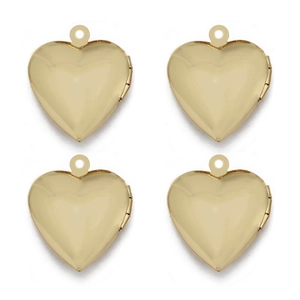 Gepolijste gouden hartvormige medaillonhangers met boze oog bedeltjes in 2x2 raster