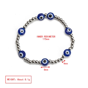 Detailed size specifications for Blue Evil Eye beaded bracelet with 175mm inner perimeter