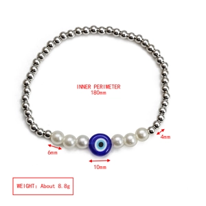 Detailed size specifications for blue evil eye beaded bracelet with inner perimeter 180mm