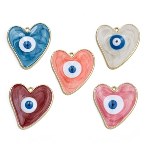 Alloy Heart Evil Eye Pendant Enamel Drip Oil Amulet Charm Pendant Only Without Chain Gold Plated Nazar Jewelry Making Accessories