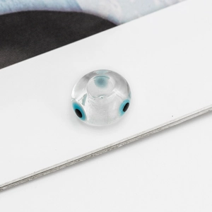 Handmade transparent glass Evil Eye bead with large hole for DIY jewelry making