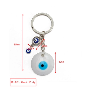 Guida alle dimensioni del portachiavi turco Evil Eye con ciondoli in resina blu