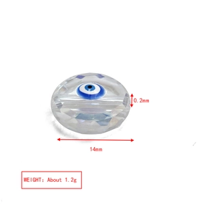 Macro detail of a 14mm faceted glass evil eye bead for DIY jewelry making and necklaces