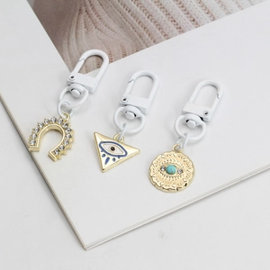 Vintage Evil Eye Horseshoe Metal Keychain For Women Men Alloy Rhinestone Enamel Charm Bag Pendant Boho Key Ring Jewelry