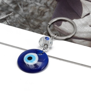 Blue Evil Eye alloy pendant keychain for car keys with classic glass eye charm