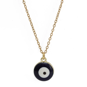 Collana dorata con ciondolo occhio di Allah blu e catenina sottile stile classico