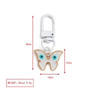 Detailed view of evil eye butterfly charm with dimensions 49mm height and 5.0g weight