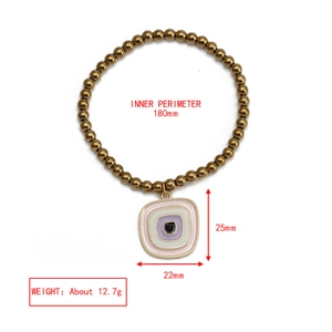 Vue détaillée du bracelet à billes dorées Evil Eye avec 180 mm de circonférence