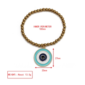 Détail du bracelet à perles Evil Eye avec affichage des dimensions de taille précises