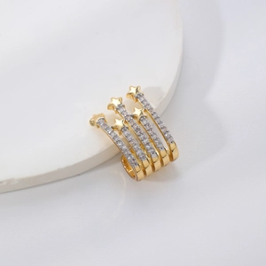 Eleganter goldener Meteor-Stern-Ohrmanschette mit fünf Reihen funkelnder Zirkonia-Steine