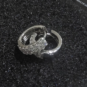 Sparkling silver small hoop earrings with cubic zirconia pave setting for women