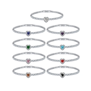 Luxury Copper Zirconia Heart Shape Tennis Bracelet For Women Sparkling Full Rhinestone Inlaid Fashion Hand Jewelry Gift