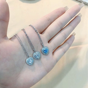 Herz Herzförmige Zirkonia Anhänger Halskette Für Damen Kupfer Galvanisiert O-Kette Elegant Mode Meer Des Herzens Schmuck