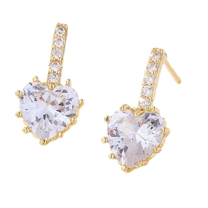 Boucles d'oreilles pendantes luxueuses en forme de cœur avec zircons transparents