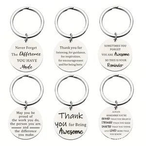 Inspirational Stainless Steel Keychain Round Metal Motivational Quote Appreciation Gift For Coworker Colleague Team Building Party Accessory